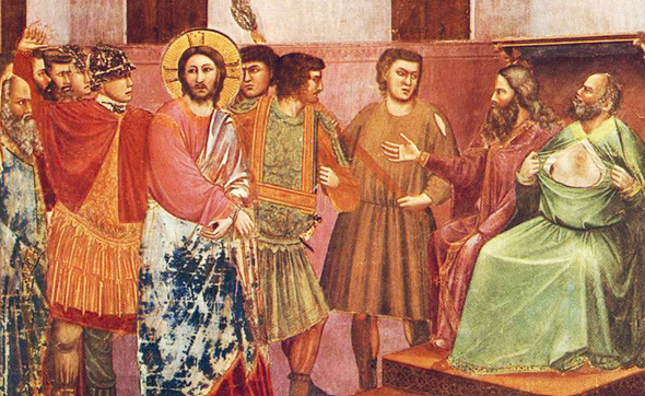 «Christ before Caiaphas», Giotto di Bondone 1267–1337, Gemeinfreies Werk